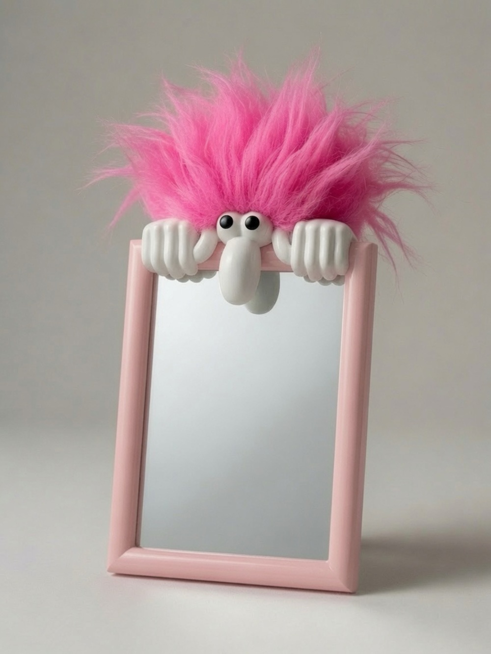 Funny face pink desk mirror